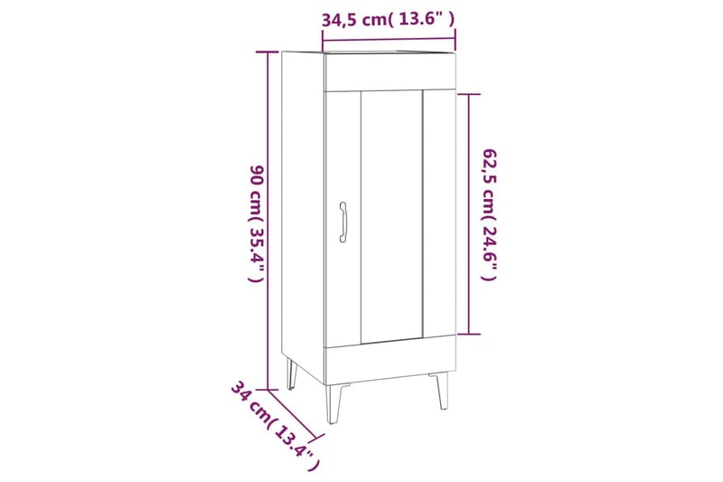 beBasic Skänk rökfärgad ek 34,5x34x90 cm konstruerat trä - Förvaring - Förvaringsmöbler - Skänkar & sideboards