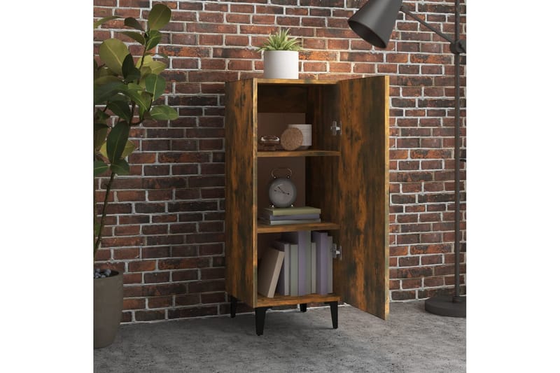 beBasic Skänk rökfärgad ek 34,5x34x90 cm konstruerat trä - Förvaring - Förvaringsmöbler - Skänkar & sideboards