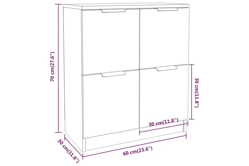 beBasic Skänk rökfärgad ek 60x30x70 cm konstruerat trä - Förvaring - Förvaringsmöbler - Skänkar & sideboards