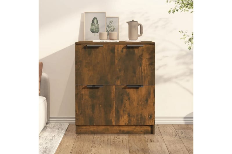 beBasic Skänk rökfärgad ek 60x30x70 cm konstruerat trä - Förvaring - Förvaringsmöbler - Skänkar & sideboards