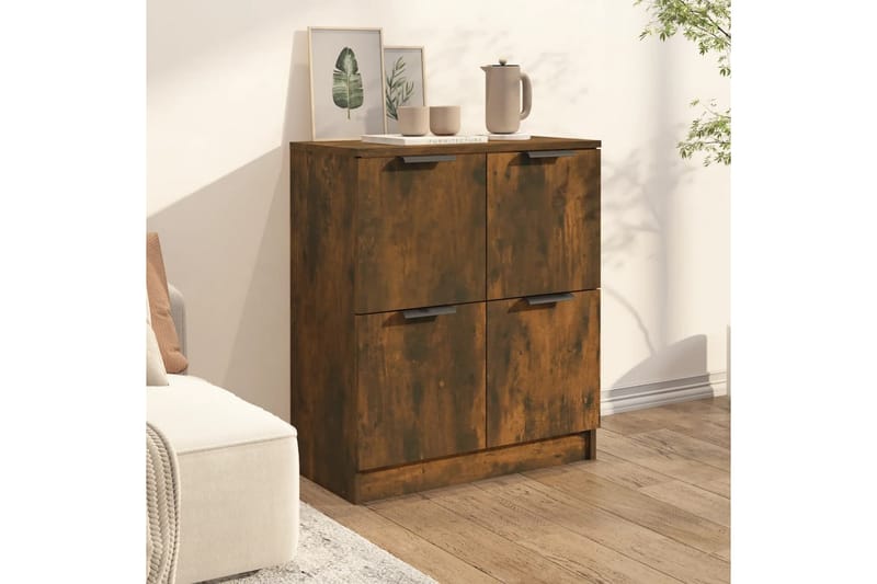 beBasic Skänk rökfärgad ek 60x30x70 cm konstruerat trä - Förvaring - Förvaringsmöbler - Skänkar & sideboards