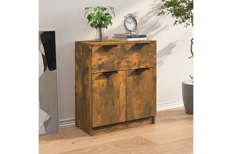 beBasic Skänk rökfärgad ek 60x30x70 cm konstruerat trä - Förvaring - Förvaringsmöbler - Skänkar & sideboards