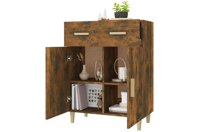 beBasic Skänk rökfärgad ek 69,5x34x89 cm konstruerat trä - Förvaring - Förvaringsmöbler - Skänkar & sideboards