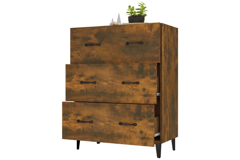 beBasic Skänk rökfärgad ek 69,5x34x90 cm konstruerat trä - Förvaring - Förvaringsmöbler - Skänkar & sideboards