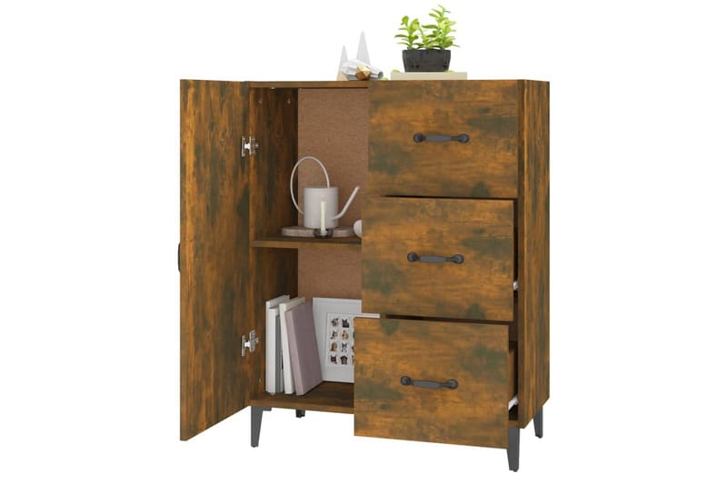 beBasic Skänk rökfärgad ek 69,5x34x90 cm konstruerat trä - Förvaring - Förvaringsmöbler - Skänkar & sideboards