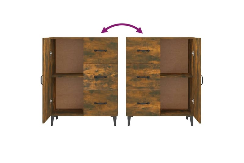 beBasic Skänk rökfärgad ek 69,5x34x90 cm konstruerat trä - Förvaring - Förvaringsmöbler - Skänkar & sideboards