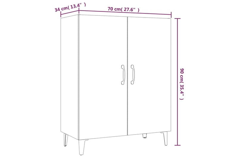 beBasic Skänk rökfärgad ek 70x34x90 cm konstruerat trä - Förvaring - Förvaringsmöbler - Skänkar & sideboards