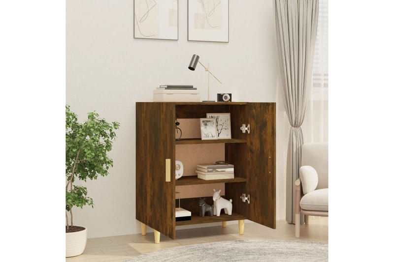 beBasic Skänk rökfärgad ek 70x34x90 cm konstruerat trä - Förvaring - Förvaringsmöbler - Skänkar & sideboards