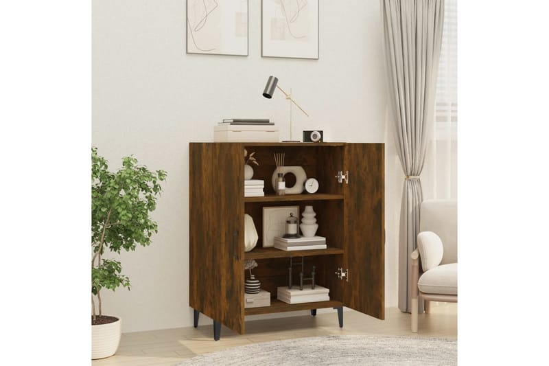 beBasic Skänk rökfärgad ek 70x34x90 cm konstruerat trä - Förvaring - Förvaringsmöbler - Skänkar & sideboards