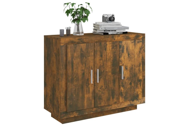 beBasic Skänk rökfärgad ek 92x35x75 cm konstruerat trä - Förvaring - Förvaringsmöbler - Skänkar & sideboards