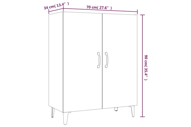 beBasic Skänk sonoma-ek 70x34x90 cm konstruerat trä - Förvaring - Förvaringsmöbler - Skänkar & sideboards