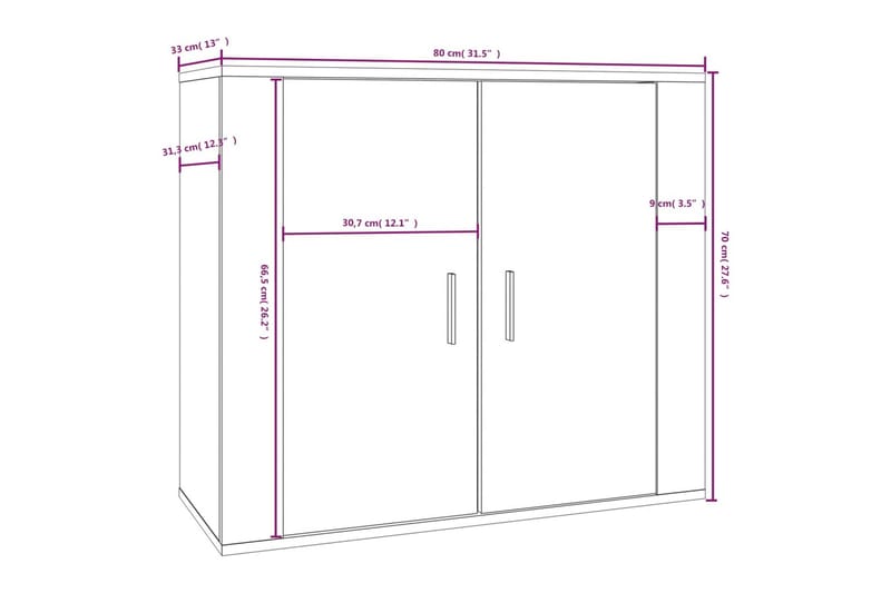 beBasic Skänk sonoma-ek 80x33x70 cm konstruerat trä - Förvaring - Förvaringsmöbler - Skänkar & sideboards