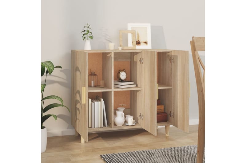 beBasic Skänk sonoma-ek 90x34x80 cm konstruerat trä - Förvaring - Förvaringsmöbler - Skänkar & sideboards