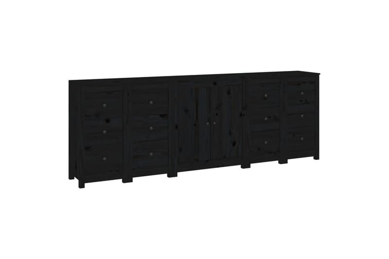 beBasic Skänk svart 230x35x80 cm massiv furu - Förvaring - Förvaringsmöbler - Skänkar & sideboards