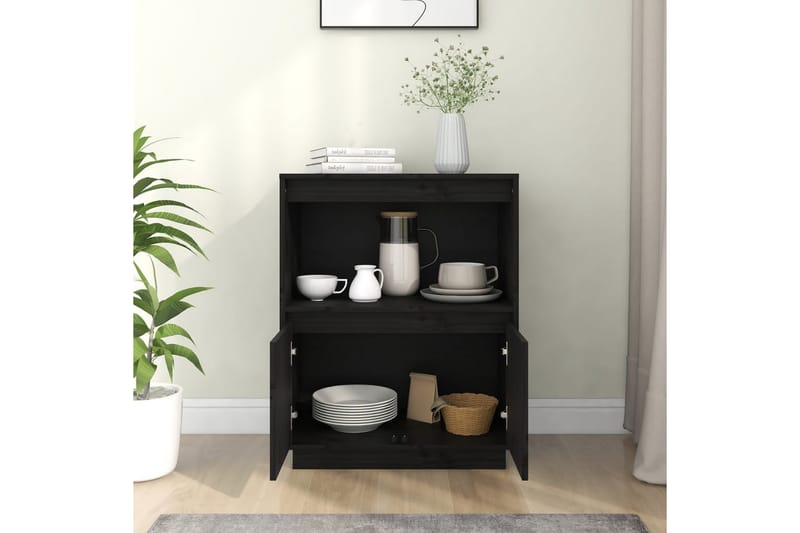 beBasic Skänk svart 60x34x75 cm massiv furu - Förvaring - Förvaringsmöbler - Skänkar & sideboards