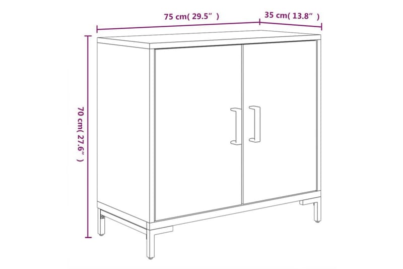 beBasic Skänk svart 75x35x70 cm massiv återvunnen furu - Förvaring - Förvaringsmöbler - Skänkar & sideboards