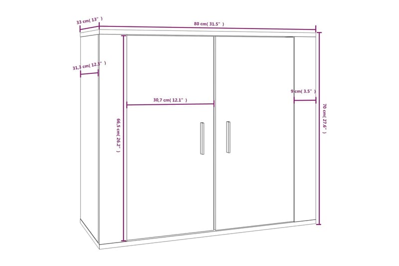 beBasic Skänk svart 80x33x70 cm konstruerat trä - Förvaring - Förvaringsmöbler - Skänkar & sideboards