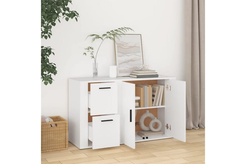 beBasic Skänk vit 100x33x59,5 cm konstruerat trä - Förvaring - Förvaringsmöbler - Skänkar & sideboards