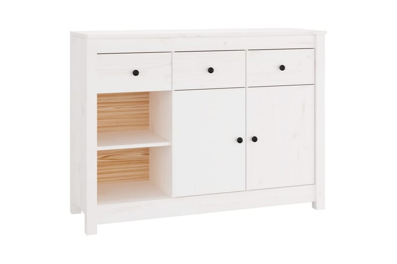 beBasic Skänk vit 100x35x74 cm massiv furu - Förvaring - Förvaringsmöbler - Skänkar & sideboards