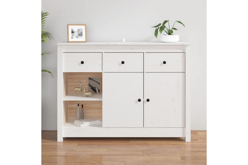 beBasic Skänk vit 100x35x74 cm massiv furu - Förvaring - Förvaringsmöbler - Skänkar & sideboards