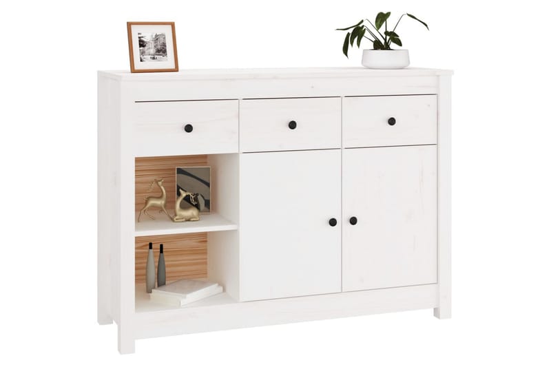 beBasic Skänk vit 100x35x74 cm massiv furu - Förvaring - Förvaringsmöbler - Skänkar & sideboards