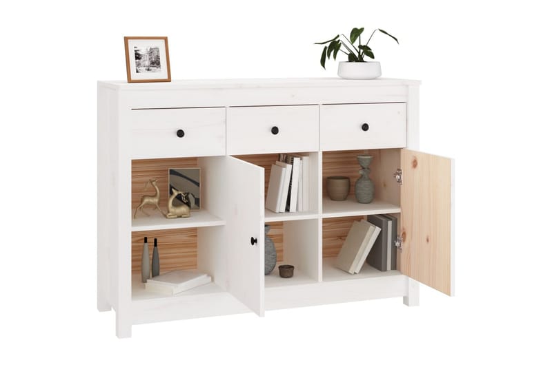 beBasic Skänk vit 100x35x74 cm massiv furu - Förvaring - Förvaringsmöbler - Skänkar & sideboards