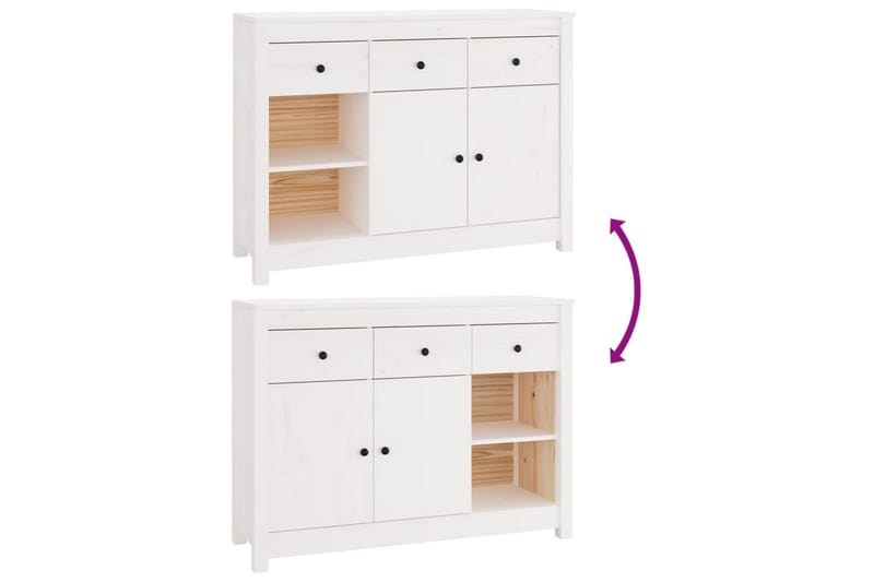 beBasic Skänk vit 100x35x74 cm massiv furu - Förvaring - Förvaringsmöbler - Skänkar & sideboards