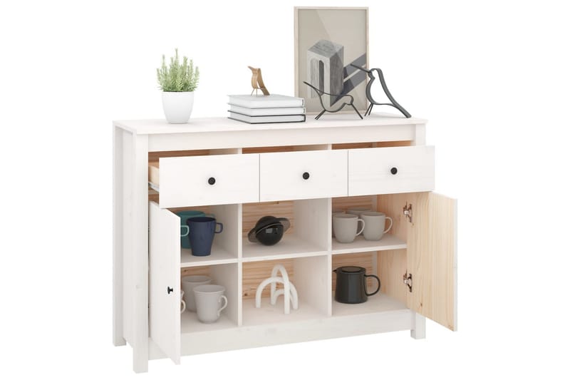 beBasic Skänk vit 100x35x74,5 cm massiv furu - Förvaring - Förvaringsmöbler - Skänkar & sideboards