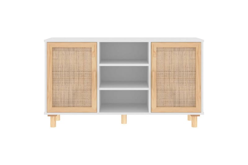 beBasic Skänk vit 105x30x60 cm massiv furu och naturlig rotting - Förvaring - Förvaringsmöbler - Skänkar & sideboards