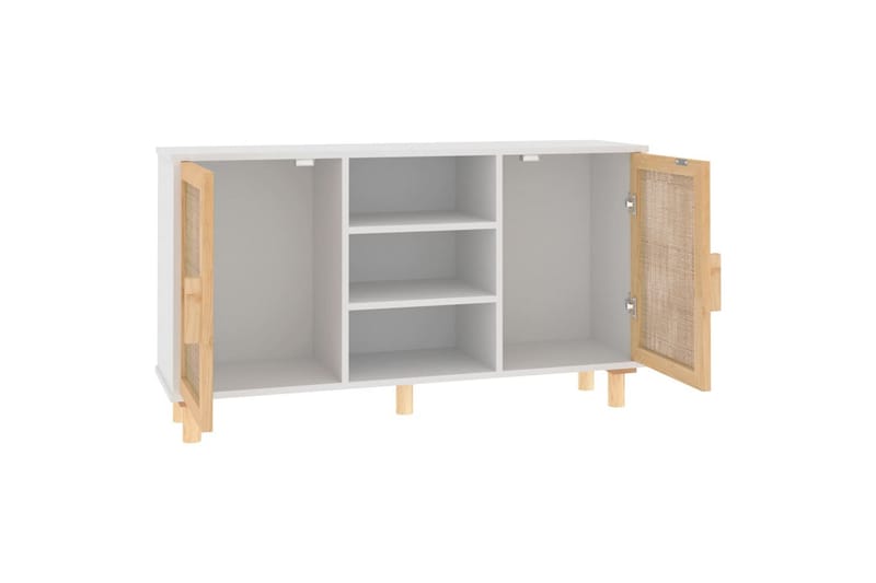 beBasic Skänk vit 105x30x60 cm massiv furu och naturlig rotting - Förvaring - Förvaringsmöbler - Skänkar & sideboards