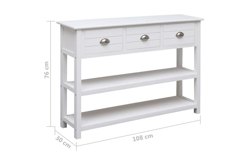 beBasic Skänk vit 108x30x76 cm massivt kejsarträ - Förvaring - Förvaringsmöbler - Skänkar & sideboards