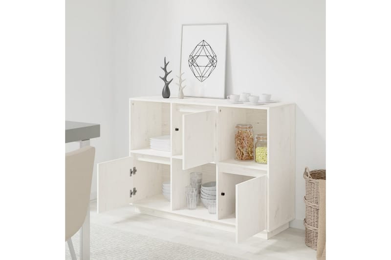 beBasic Skänk vit 110,5x35x80 cm massiv furu - Förvaring - Förvaringsmöbler - Skänkar & sideboards