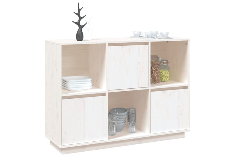 beBasic Skänk vit 110,5x35x80 cm massiv furu - Förvaring - Förvaringsmöbler - Skänkar & sideboards