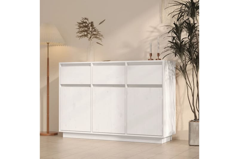 beBasic Skänk vit 110x34x75 cm massiv furu - Förvaring - Förvaringsmöbler - Skänkar & sideboards