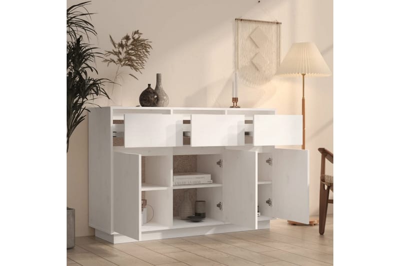 beBasic Skänk vit 110x34x75 cm massiv furu - Förvaring - Förvaringsmöbler - Skänkar & sideboards