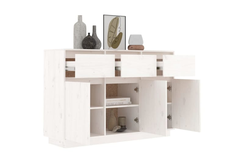 beBasic Skänk vit 110x34x75 cm massiv furu - Förvaring - Förvaringsmöbler - Skänkar & sideboards