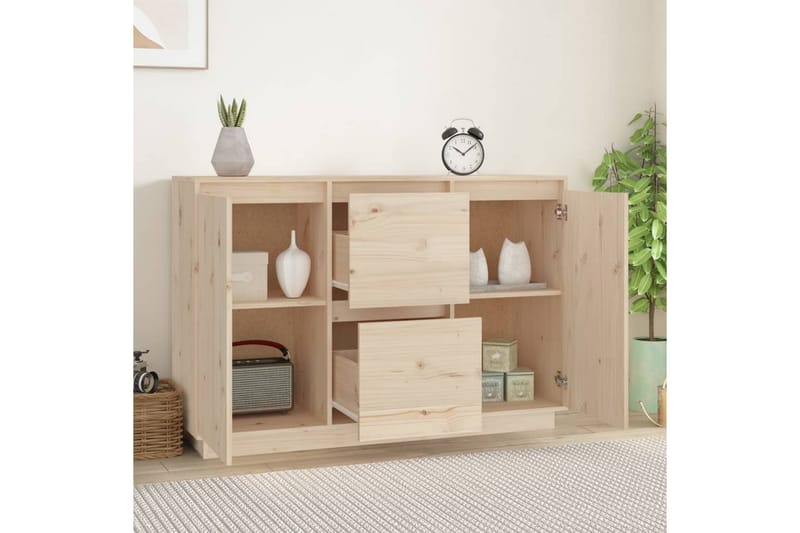 beBasic Skänk vit 111x34x75 cm massiv furu - Förvaring - Förvaringsmöbler - Skänkar & sideboards