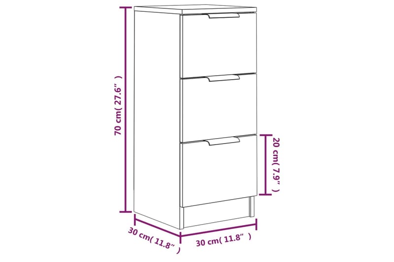 beBasic Skänk vit 30x30x70 cm konstruerat trä - Förvaring - Förvaringsmöbler - Skänkar & sideboards