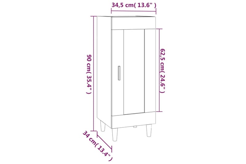 beBasic Skänk vit 34,5x34x90 cm konstruerat trä - Förvaring - Förvaringsmöbler - Skänkar & sideboards