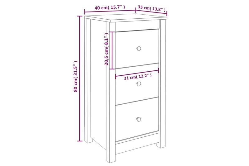 beBasic Skänk vit 40x35x80 cm massiv furu - Förvaring - Förvaringsmöbler - Skänkar & sideboards