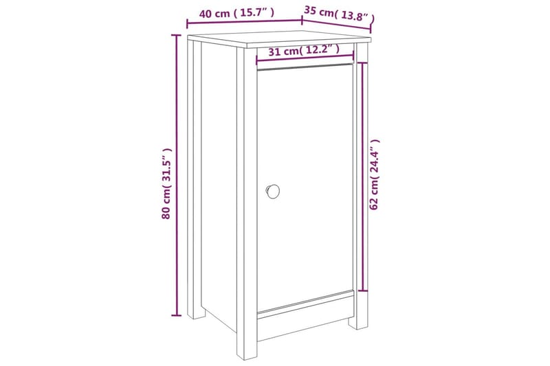 beBasic Skänk vit 40x35x80 cm massiv furu - Förvaring - Förvaringsmöbler - Skänkar & sideboards