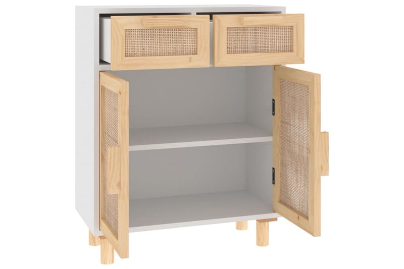 beBasic Skänk vit 60x30x75 cm massiv furu och naturlig rotting - Förvaring - Förvaringsmöbler - Skänkar & sideboards