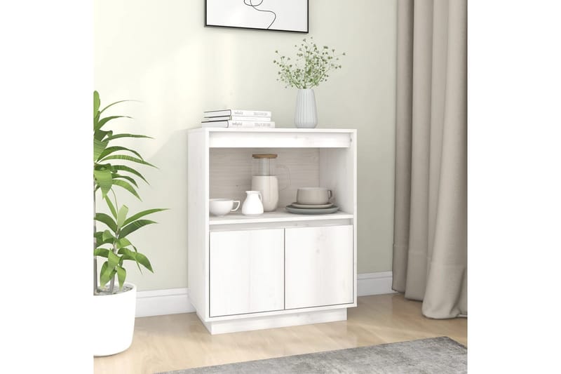 beBasic Skänk vit 60x34x75 cm massiv furu - Förvaring - Förvaringsmöbler - Skänkar & sideboards