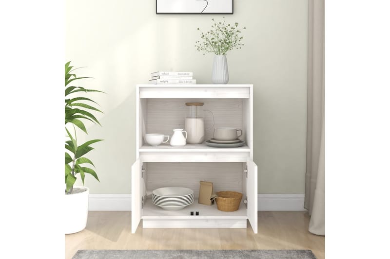 beBasic Skänk vit 60x34x75 cm massiv furu - Förvaring - Förvaringsmöbler - Skänkar & sideboards