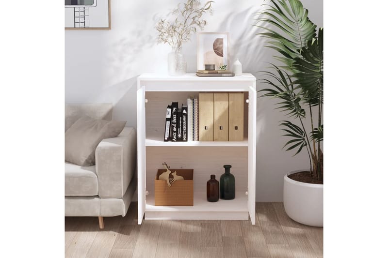 beBasic Skänk vit 60x34x75 cm massiv furu - Förvaring - Förvaringsmöbler - Skänkar & sideboards