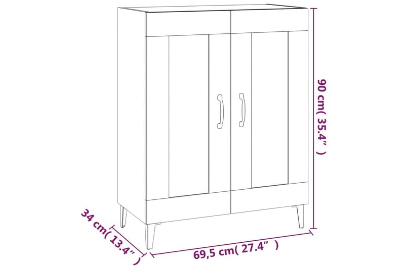 beBasic Skänk vit 69,5x34x90 cm konstruerat trä - Förvaring - Förvaringsmöbler - Skänkar & sideboards