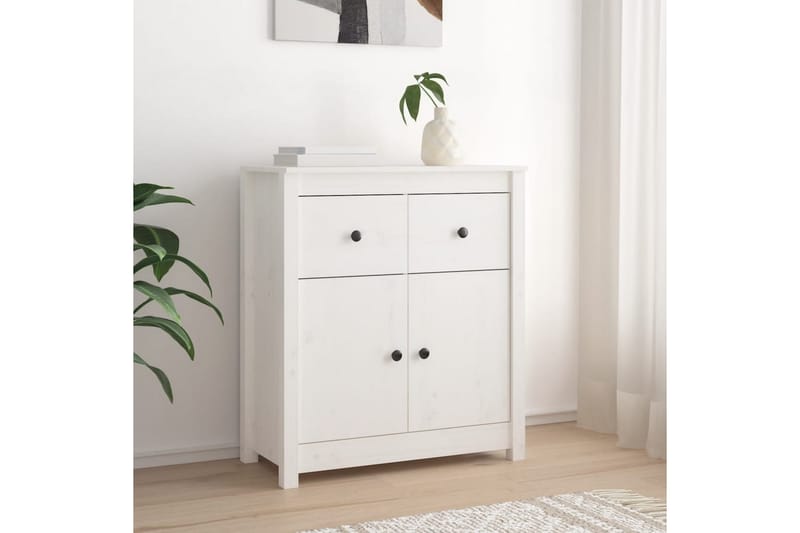 beBasic Skänk vit 70x35x80 cm massiv furu - Förvaring - Förvaringsmöbler - Skänkar & sideboards