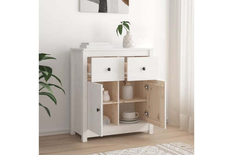 beBasic Skänk vit 70x35x80 cm massiv furu - Förvaring - Förvaringsmöbler - Skänkar & sideboards