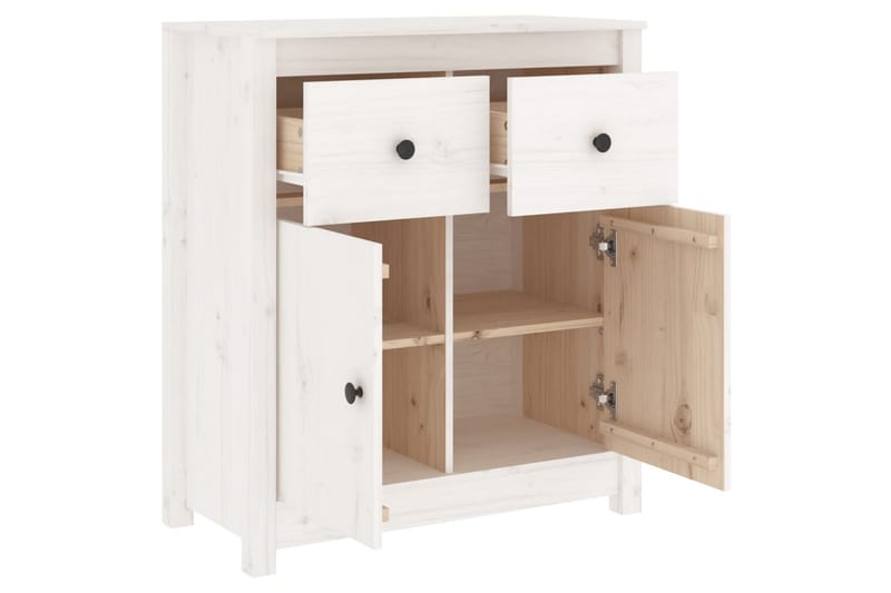 beBasic Skänk vit 70x35x80 cm massiv furu - Förvaring - Förvaringsmöbler - Skänkar & sideboards