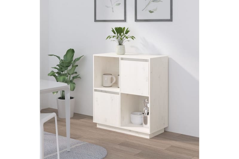 beBasic Skänk vit 74x35x80 cm massiv furu - Förvaring - Förvaringsmöbler - Skänkar & sideboards